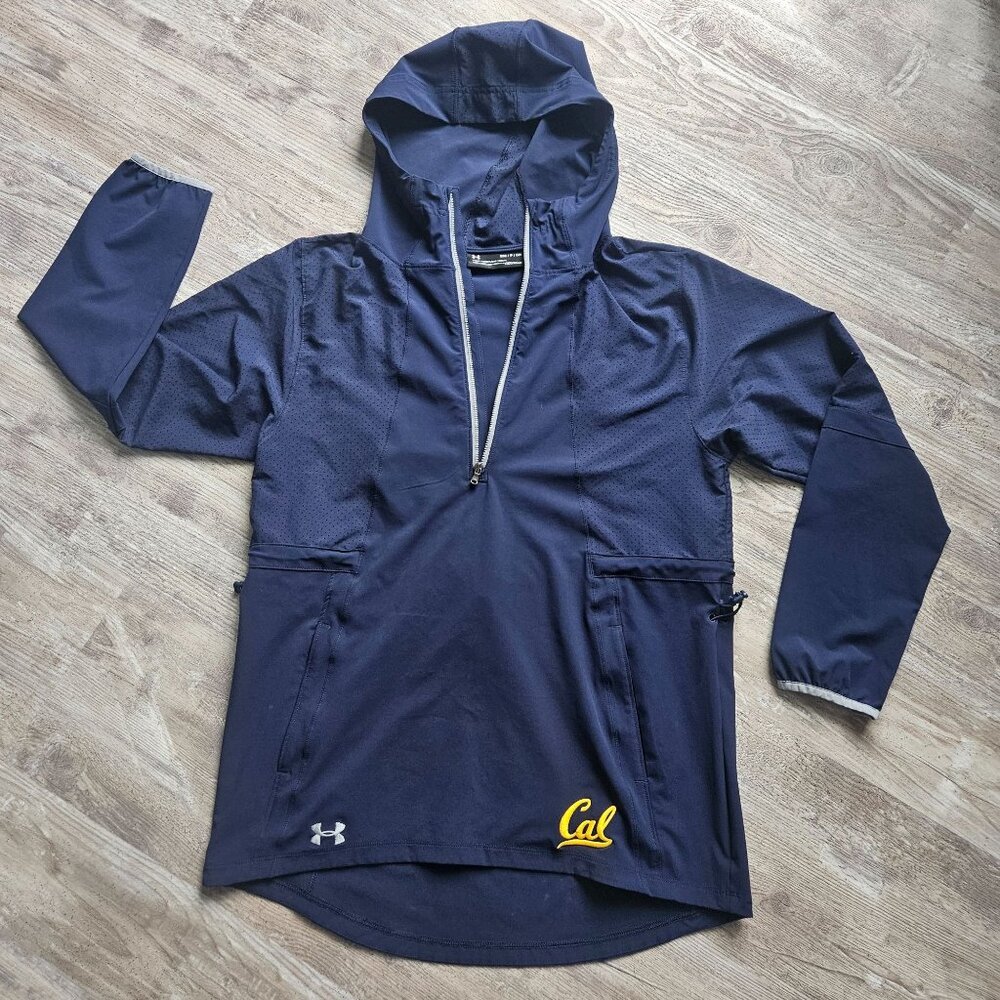 California Golden Bears Under Armour Cal Navy Squad Woven 1/2 Zip HeatGear Sz S